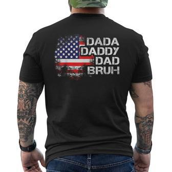 Dada Daddy Dad Bruh Fathers Day Vintage American Flag Men's T-shirt Back Print - Thegiftio UK