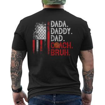Dada Daddy Dad Coach Bruh Basketball Dad Us Flag Fathers Day Men's T-shirt Back Print - Thegiftio UK