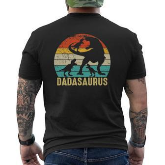 Dada Saurusrex Dada Dinosaur 3 Three Kids Father's Day Mens Back Print T-shirt | Mazezy