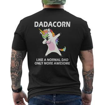 Dadacorn Dabbing Unicorn Dad Father's Day Daddy Men Mens Back Print T-shirt | Mazezy