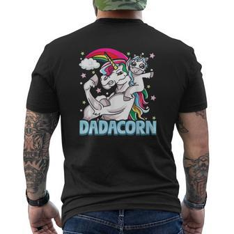 Dadacorn Dad Unicorn Dad Papacorn Dadicorn Mens Back Print T-shirt | Mazezy