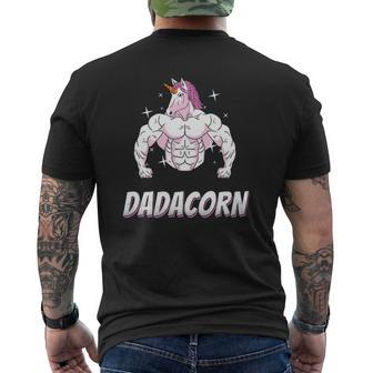 Dadacorn Daddy Unicorn Dad Gym Workout Mens Back Print T-shirt | Mazezy