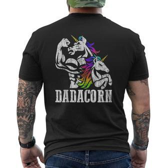 Dadacorn Fathers Day For Dad Of Unicorn Daughter Mens Back Print T-shirt | Mazezy