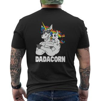 Dadacorn Muscle Unicorn Dad With Baby Daughter Sunglasses Mens Back Print T-shirt | Mazezy
