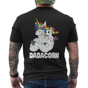 Dadacorn Muscle Unicorn Dad With Baby Daughter Sunglasses Men's T-shirt Back Print - Monsterry DE