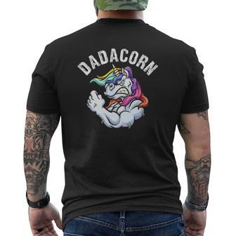Dadacorn Muscle Unicorn Dad Baby Father's Day Mens Back Print T-shirt | Mazezy