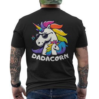 Dadacorn Unicorn Dad And Baby Unicorn Papa Father's Day Men's T-shirt Back Print - Monsterry