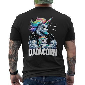 Dadacorn Unicorn Dad And Son Daughter Papa Father's Day Men's T-shirt Back Print - Monsterry AU