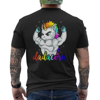 Dadacorn Unicorn Daddy Muscle Unique Family Mens Back Print T-shirt | Mazezy