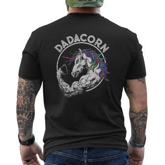 Dadacorn Unicorn Muscle Dad Baby Father's Day Mens Back Print T-shirt | Mazezy UK