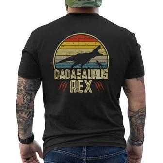 Dadasaurus Rex Vintage Retro Sunset For Dad Of 1 Kid Mens Back Print T-shirt | Mazezy
