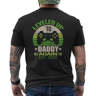 Daddy Again 2022 Leveled Up To Daddy Again Apparel Dad Mens Back Print T-shirt | Mazezy AU