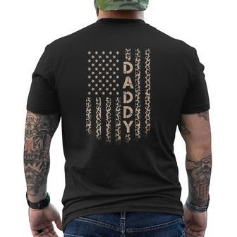 Daddy American Flag Usa Leopard Print Dad Mens Back Print T-shirt | Mazezy