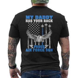 My Daddy Has Your Back Proud Air Force Son Military Child Men's T-shirt Back Print - Monsterry CA