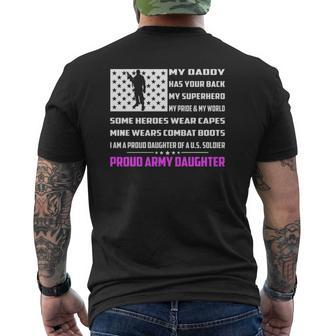 My Daddy Has Your Back My Superhero Proud Army Daughter Mens Back Print T-shirt | Mazezy