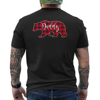 Daddy Bear Red Buffalo Check Plaid Dad Father Mens Back Print T-shirt | Mazezy