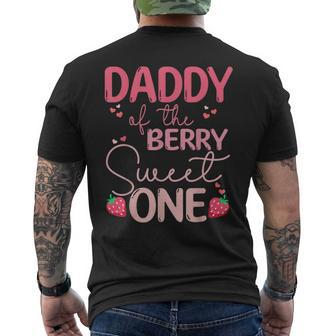 Daddy Of The Berry Sweet One Strawberry First Birthday Men's T-shirt Back Print - Seseable