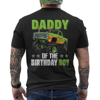 Daddy Of Birthday Boy Monster Truck Car Family Matching Men's T-shirt Back Print - Monsterry AU