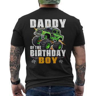 Daddy Of The Birthday Boy Monster Truck Birthday Family Men's T-shirt Back Print - Seseable