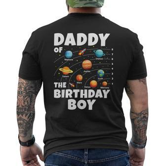 Daddy Of The Birthday Boy Space Planets Birthday Men's T-shirt Back Print - Monsterry