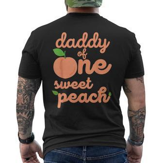 Daddy Dad First Birthday One Sweet Peach Bday Matching Men's T-shirt Back Print - Monsterry