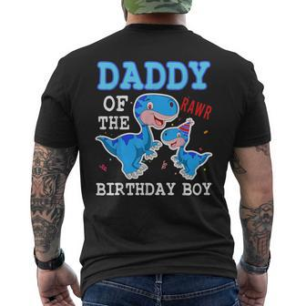 Daddy Dinosaur Dad Of The Birthday Boy Dad And Son Matching Men's T-shirt Back Print - Monsterry