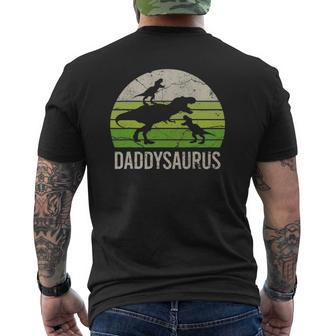 Daddy Dinosaur Daddysaurus 2 Kid Father's Day Men Mens Back Print T-shirt | Mazezy