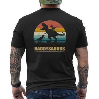 Daddy Dinosaur Daddysaurus 2 Kids Father's Day For Dad Mens Back Print T-shirt | Mazezy
