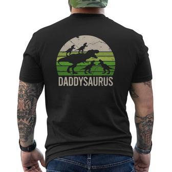Daddy Dinosaur Dad Daddysaurus Four Kids Mens Back Print T-shirt | Mazezy