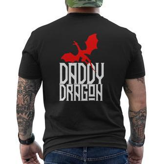 Daddy Dragon Matching Family Tribe Red Dad Father Mens Back Print T-shirt | Mazezy