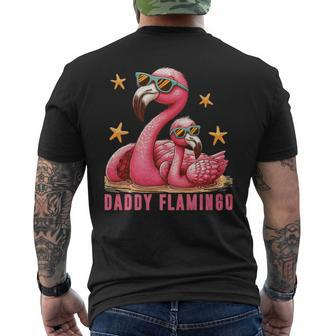 Daddy Flamingo Cute Pink Bird Summer Dad Father's Day Men's T-shirt Back Print - Seseable