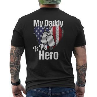 My Daddy Is My Hero Military Dog Tags Usa Flag Heart Mens Back Print T-shirt | Mazezy