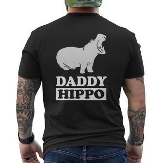 Daddy Hippo Animal Dad Father Mens Back Print T-shirt | Mazezy