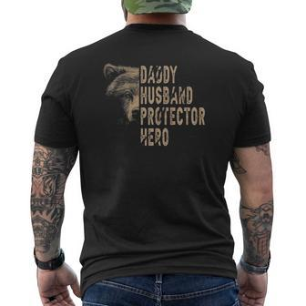Daddy Husband Protector Hero Stay Cool Dad Papa Bear Dad Fun Mens Back Print T-shirt | Mazezy