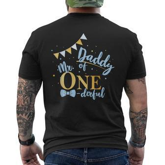 Daddy Of Mr One-Derful Party Blue-Gold Dad Boy 1St Birthday Men's T-shirt Back Print | Mazezy DE