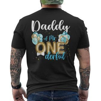 Daddy Of Mr Onederful 1St Birthday First One-Derful Matching Men's T-shirt Back Print - Seseable