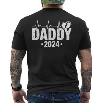 Daddy To Be New Dad First Time Daddy Heartbeat Daddy 2024 Men's T-shirt Back Print - Monsterry