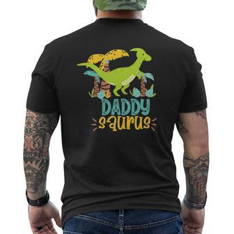 Daddy Saurus Rex Dinosaur Kids Mens Back Print T-shirt | Mazezy