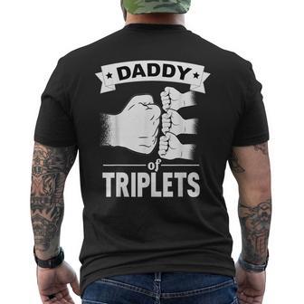 Daddy Of Triplets Dad Pregnancy Announcement Triplets Men's T-shirt Back Print - Monsterry AU