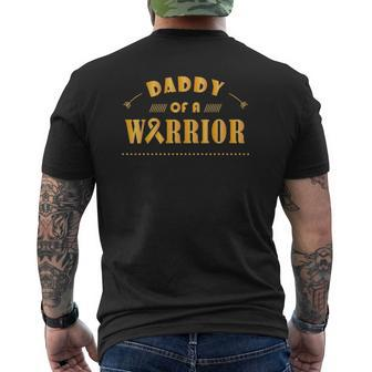 Daddy Of A Warrior Childhood Cancer Awareness S Mens Back Print T-shirt | Mazezy
