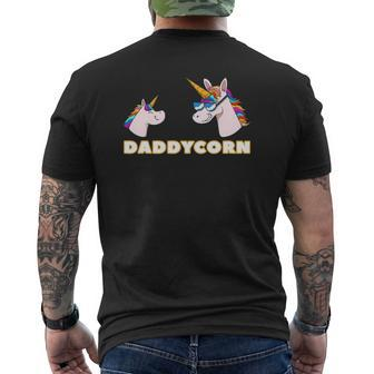 Daddycorn Daddy 1 Kid Father Unicorn Father's Day Mens Back Print T-shirt | Mazezy