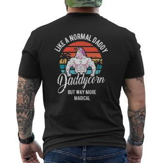 Daddycorn Retro Vintage Unicorn Daddy Gym Workout Dad Mens Back Print T-shirt | Mazezy DE