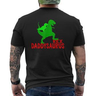 Daddysaurus Fathers Day Dinosaurrex Dad Tee Mens Back Print T-shirt | Mazezy