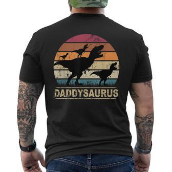 Daddysaurus Papa Von Drei Kinder Dino Triplets Children's T-Shirt mit Rückendruck - Seseable