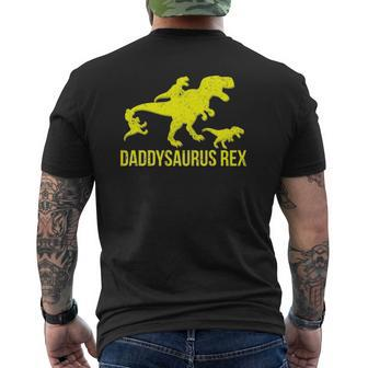 Daddysaurus Rex 3 Kids Daddy Dinosaur Mens Back Print T-shirt | Mazezy