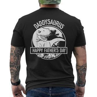 Daddysaurus Rex Dinosaur Daddy T-Rex Father's Day Dino Dad Men's T-shirt Back Print - Monsterry