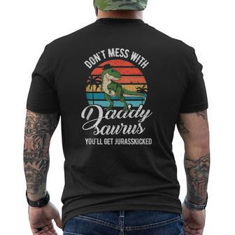 Daddysaurus Rex Dinosaur Daddyrex Father's Day Dino Dad Mens Back Print T-shirt | Mazezy