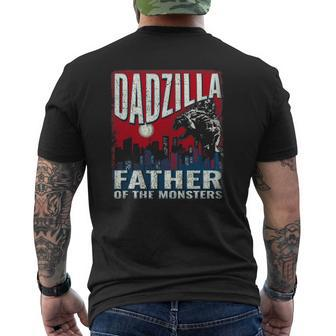 Dadzilla Father Of The Monsters Dad Vintage Distressed Mens Back Print T-shirt | Mazezy