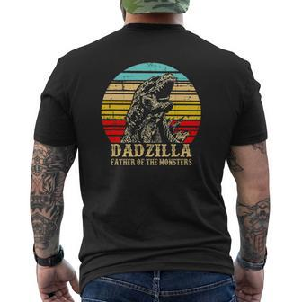 Dadzilla Father Of The Monsters Retro Vintage Sunset Mens Back Print T-shirt | Mazezy