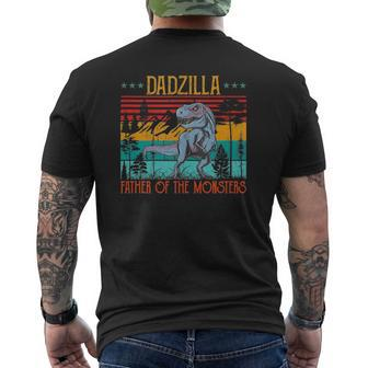 Dadzilla Father Of The Monsters Vintage Dino Dad Fathers Day Mens Back Print T-shirt | Mazezy